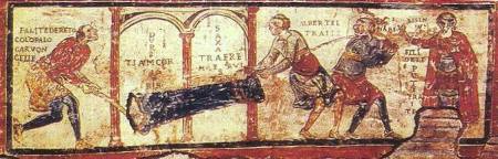 Uno dei più antichi fumetti conosciuti. Basilica di San Clemente, Roma (1100 circa)